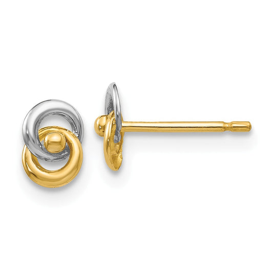 Million Charms 14k & Rhodium Love Knot Earrings, 5mm x 6mm