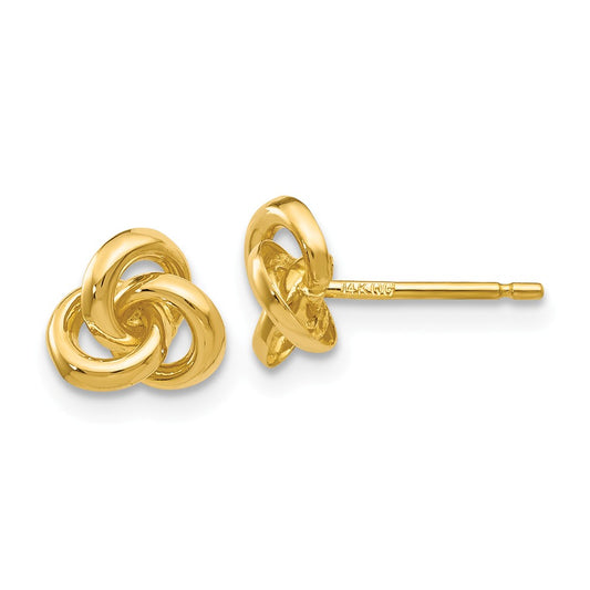 Million Charms 14k Yellow Gold Trinity Knot Earrings, 7mm x 7mm