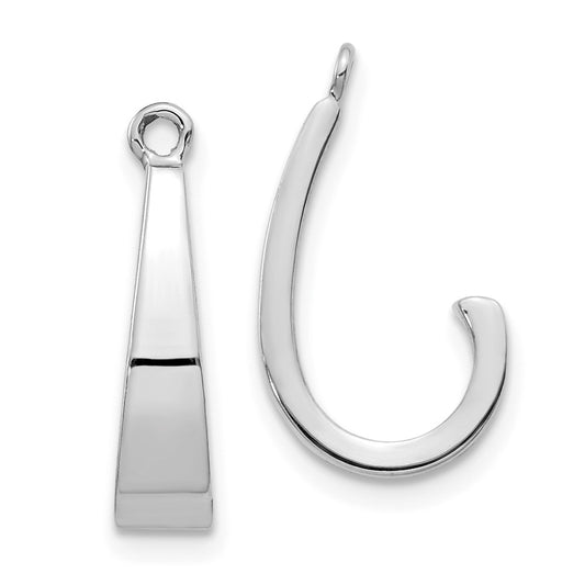 Million Charms 14k White Gold J Hoop Earrings Jackets, 19mm x 4mm