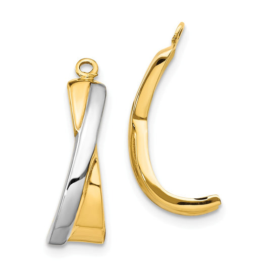 Million Charms 14k Crossover J Hoop Earring Jackets, 21mm x 12mm
