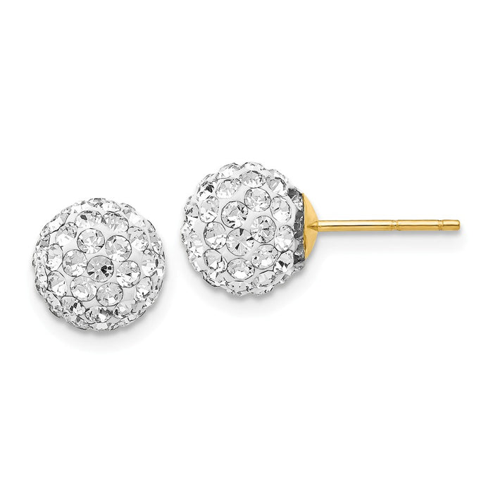 Million Charms 14k Yellow Gold Crystal 8mm Post Earrings, 9mm x 9mm