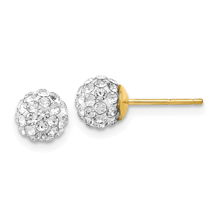Million Charms 14k Yellow Gold Crystal 6mm Post Earrings, 7mm x 7mm