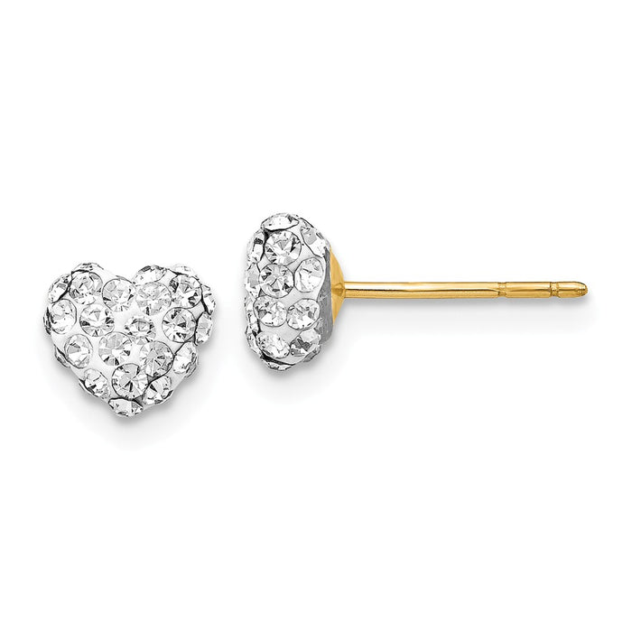 Million Charms 14k Yellow Gold Crystal 6mm Heart Post Earrings, 5mm x 6mm