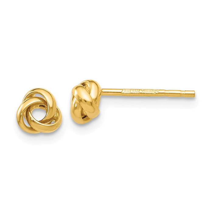 Million Charms 14k Yellow Gold Polished Knot Post Earrings, 5mm x 5mm