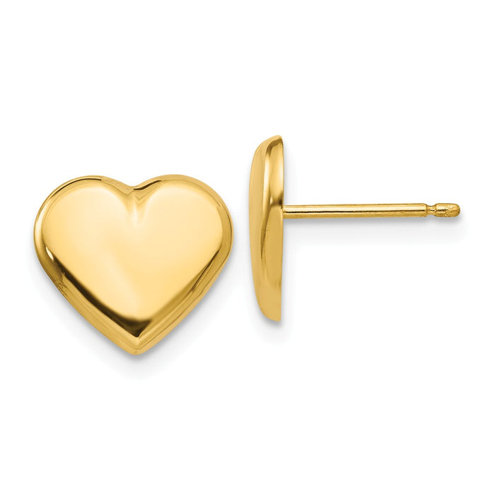 Million Charms 14k Yellow Gold Heart Post Earrings, 9mm x 10mm
