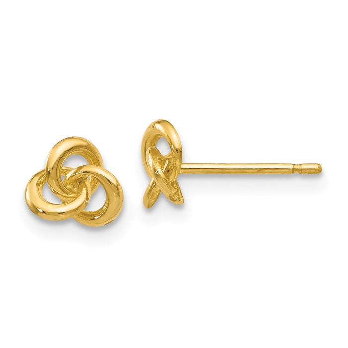 Million Charms 14k Yellow Gold Polished Trinity Knot Post Earrings, 5mm x 5mm