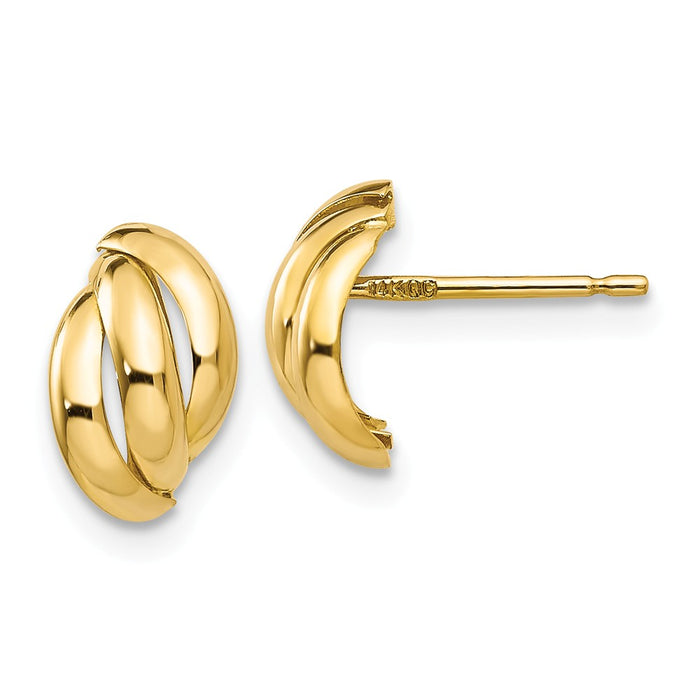 Million Charms 14k Yellow Gold Polished Fancy Post Earrings, 9mm x 6mm