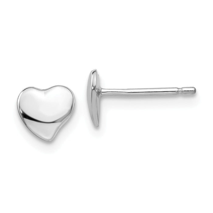 Million Charms 14k White Polished Heart Post Earrings, 3mm x 3mm