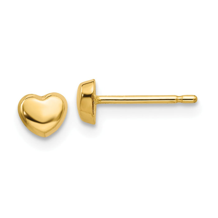 Million Charms 14k Yellow Gold Polished Heart Post Earrings, 4mm x 4mm