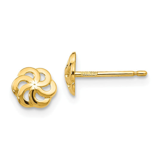 Million Charms 14k Yellow Gold Polished Flower Post Earrings, 6mm x 6mm