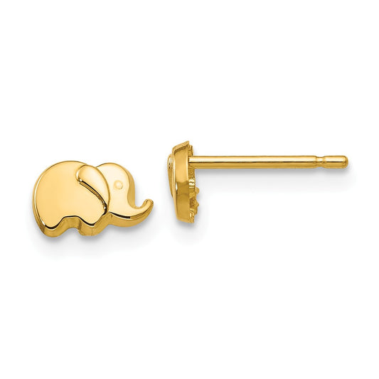 Million Charms 14k Yellow Gold Polished Elephant Post Earrings, 5mm x 7mm