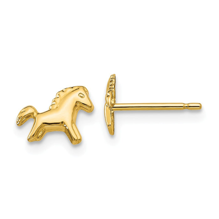 Million Charms 14k Yellow Gold Polished Horse Post Earrings, 7mm x 8mm