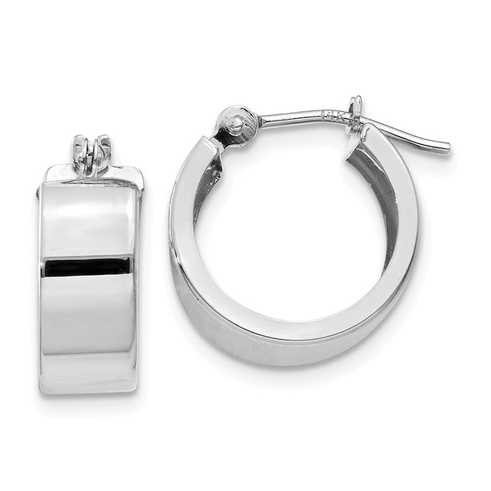 Million Charms 14k White Gold Polished 5mm Flat Hoops, 12.7mm x 12.5mm