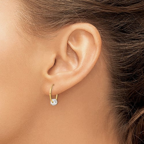 Million Charms 14k Yellow Gold Polished Crystal and Resin Bead Endless Hoops, 15.3mm x 13.7mm