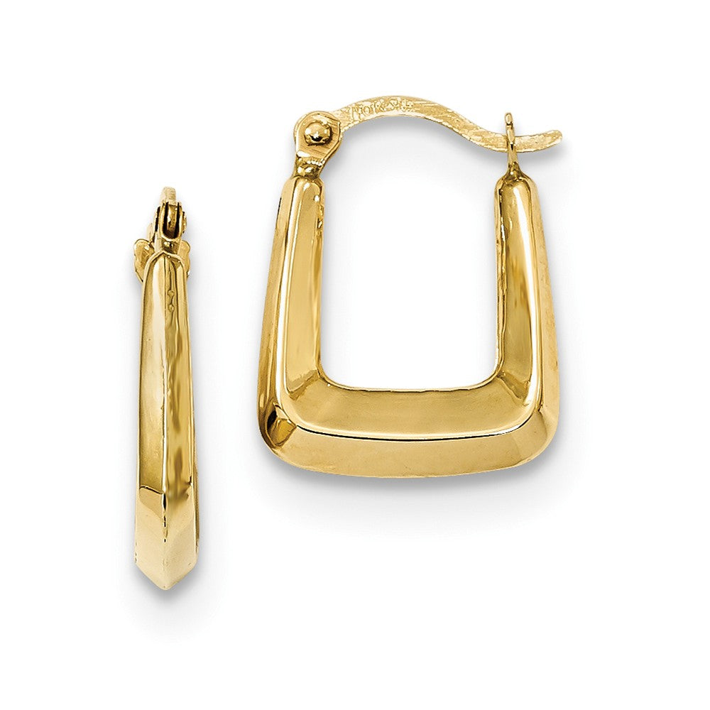 Million Charms 14k Yellow Gold Polished Hollow Fancy Hoops, 15.3mm x 11.6mm