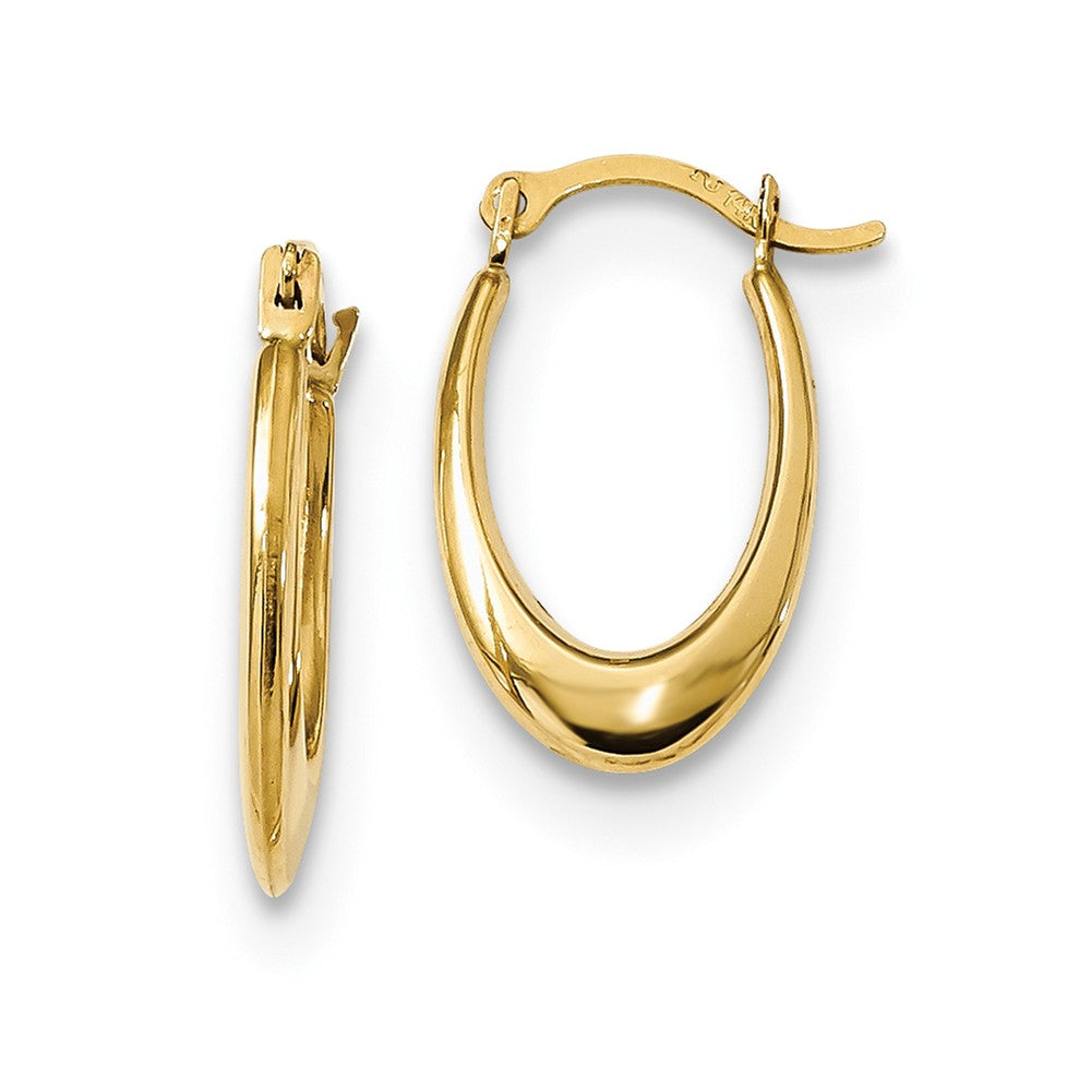 Million Charms 14k Yellow Gold Polished Hollow U-Shaped Hoops, 16.8mm x 10.2mm