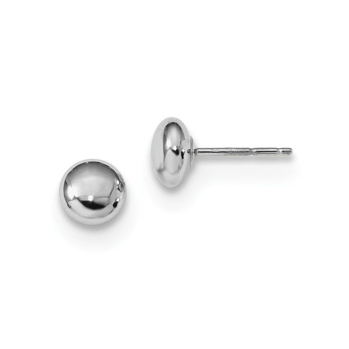 Million Charms 14k White Gold Polished Button Post Earrings, 5.5mm