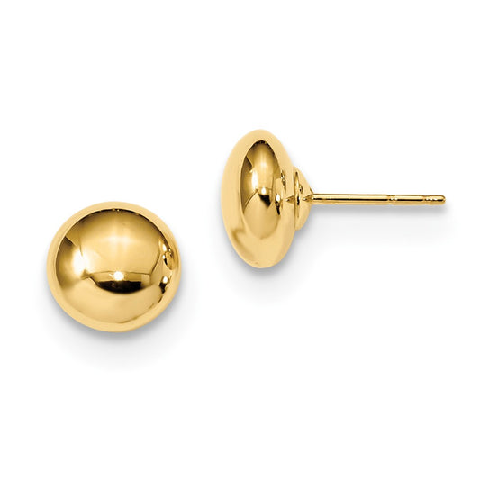 Million Charms 14k Yellow Gold Polished Button Post Earrings, 8mm