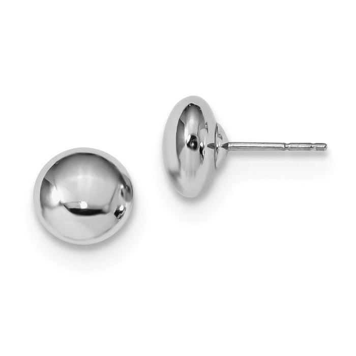 Million Charms 14k White Gold Polished Button Post Earrings, 8mm
