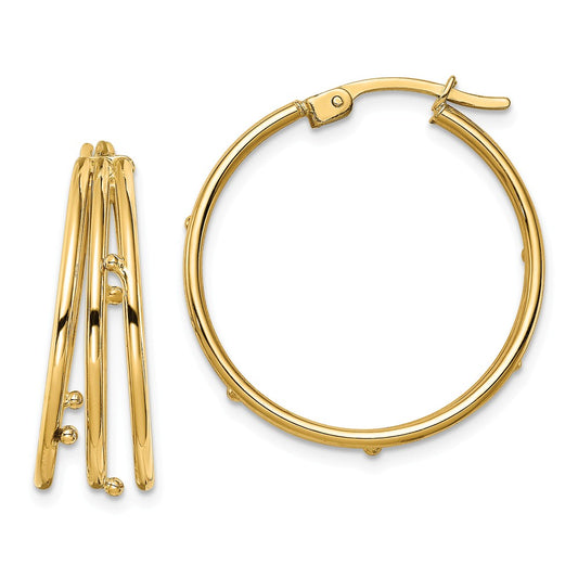 Million Charms 14k Yellow Gold Hoop Earrings,