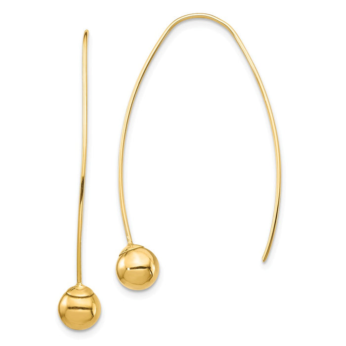 Million Charms 14k Yellow Gold Bead Threader Dangle Earrings, 42.23mm