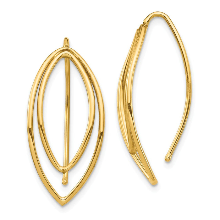 Million Charms 14k Yellow Gold Dangle Threader Earrings, 28.55mm