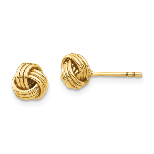 Million Charms 14k Yellow Gold Love Knot Post Earring, 6.45mm x 6.44mm