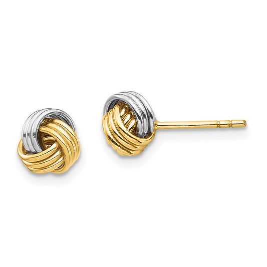 Million Charms 14K White Rhodium Love Knot Post Earring, 6.26mm x 6.26mm