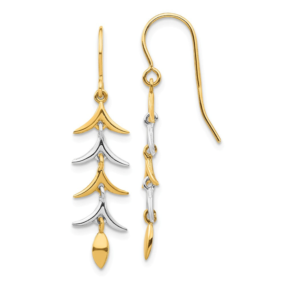 Million Charms 14K Two Tone Dangle Earrings, 31.6mm x 7.65mm