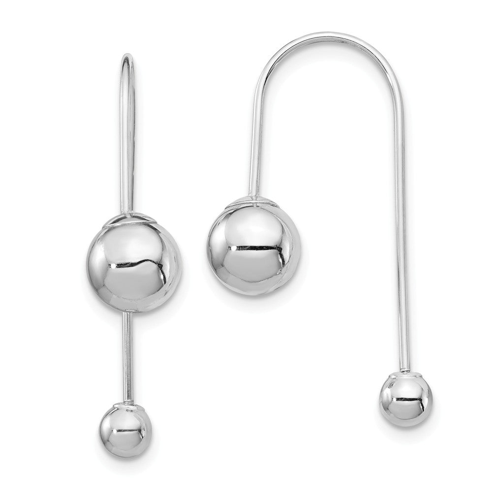 Million Charms 14K White Gold Bead with Screw End Threader Earrings, 29.7mm