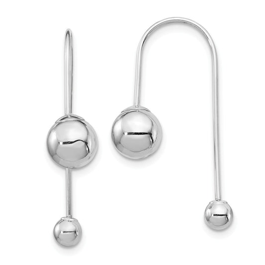 Million Charms 14K White Gold Bead with Screw End Threader Earrings, 29.7mm