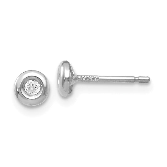 Million Charms 14kwg & Rhodium Polished Cubic Zirconia ( CZ ) Earrings, 4mm x 4mm