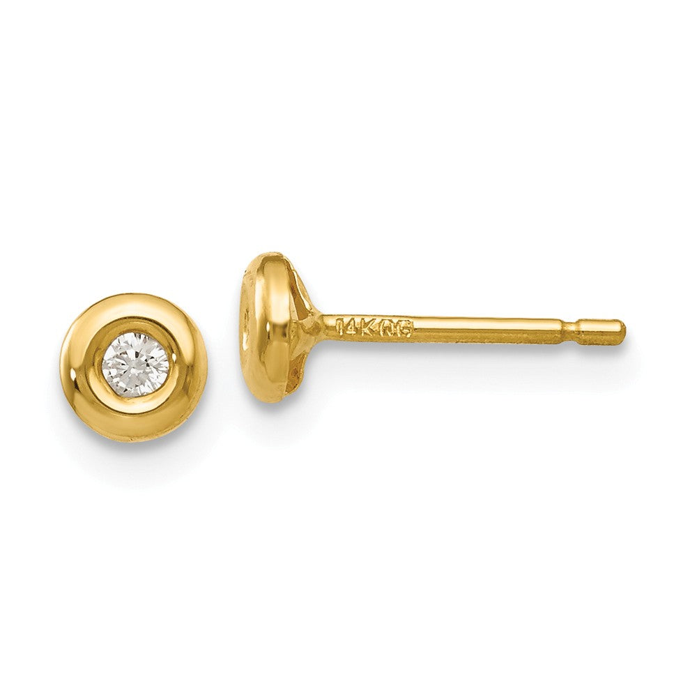 Million Charms 14k Yellow Gold Polished Cubic Zirconia ( CZ ) Earrings, 4mm x 4mm