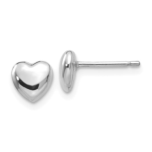 Million Charms 14k White Gold Heart Earrings, 6mm