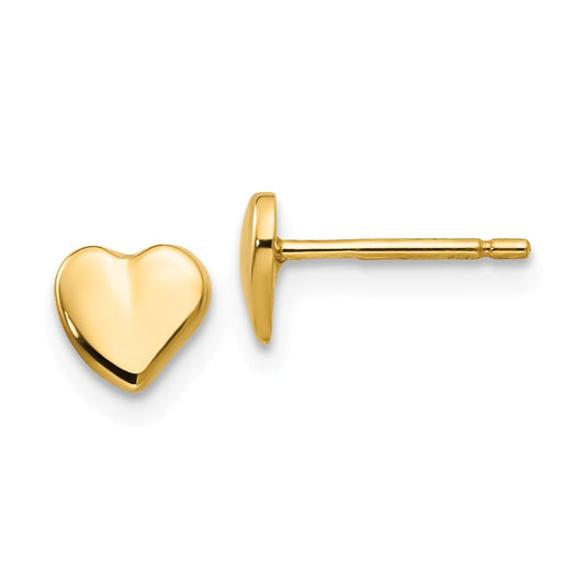 Million Charms 14k Yellow Gold Heart Earrings, 6mm x 6mm