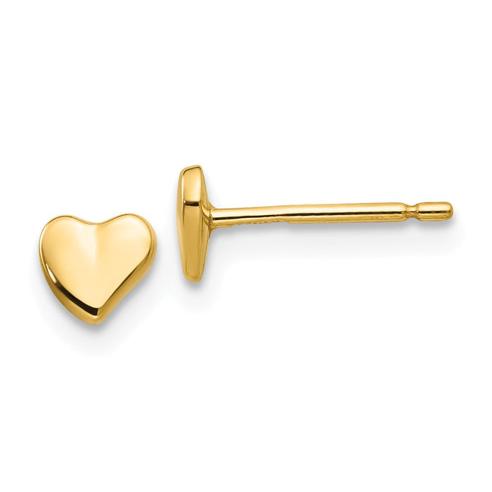 Million Charms 14k Yellow Gold Heart Earrings, 5mm x 5mm