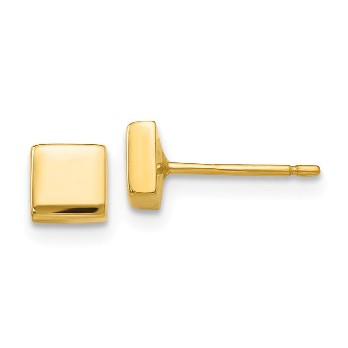 Million Charms 14k Yellow Gold Polished Square Post Earrings, 4.5mm x 4.5mm