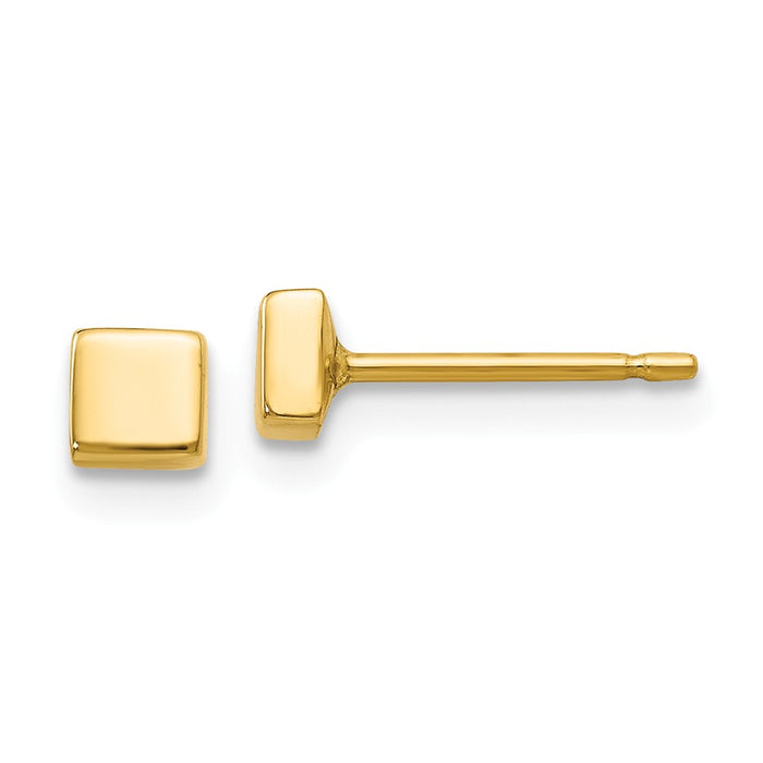 Million Charms 14k Yellow Gold Polished Square Post Earrings, 3.5mm x 3.5mm
