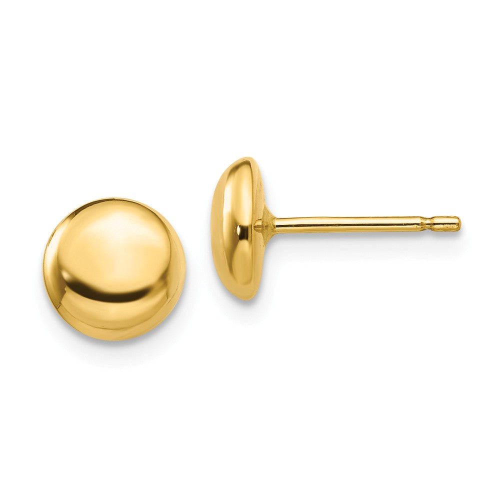 Million Charms 14k Yellow Gold Polished Half Ball Post Earrings, 7mm x 7mm