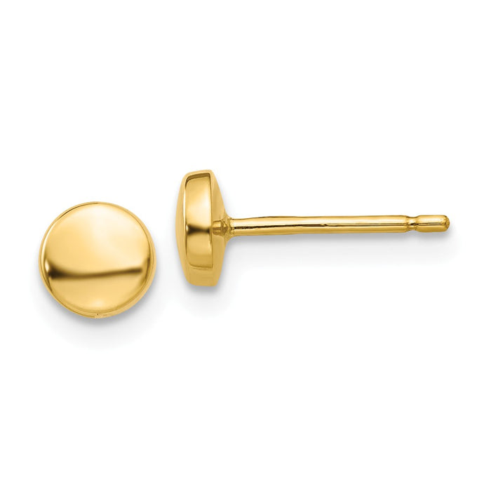 Million Charms 14k Yellow Gold Polished Half Ball Post Earrings, 5mm x 5mm