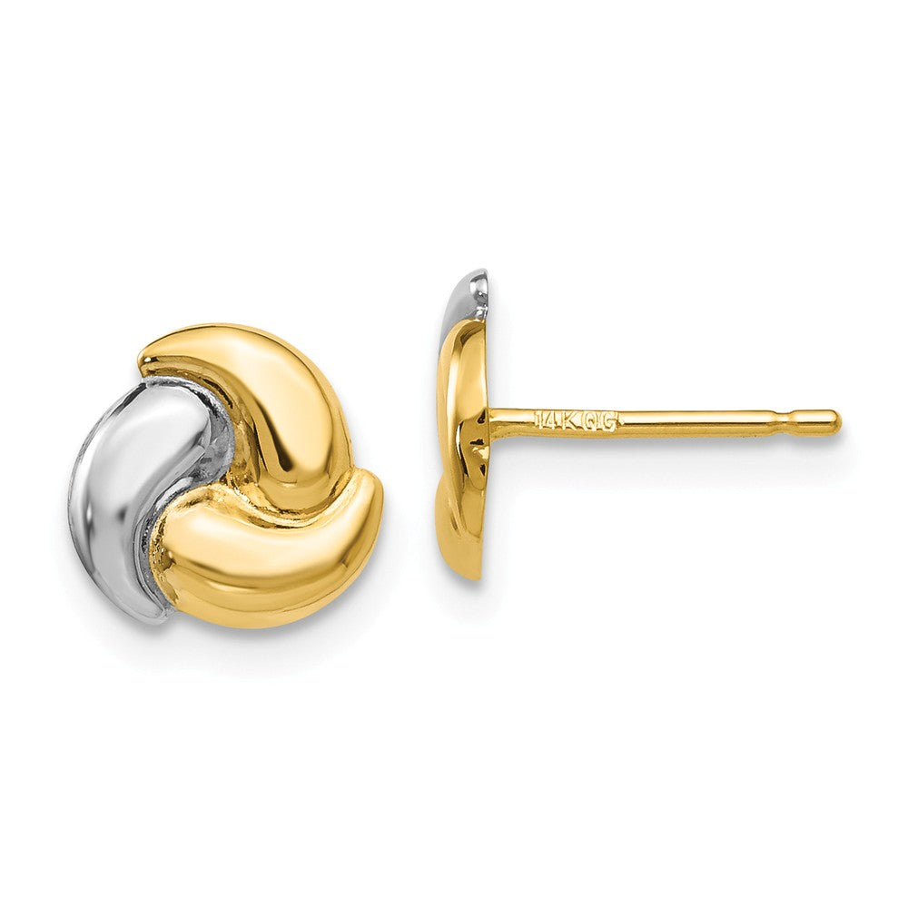 Million Charms 14k Polished & Rhodium Fancy Post Earrings, 9mm x 9mm