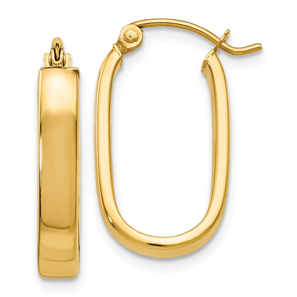 Million Charms 14k Yellow Gold Polished 3.5mm Oval Hoop Earrings, 8mm x 3.5mm