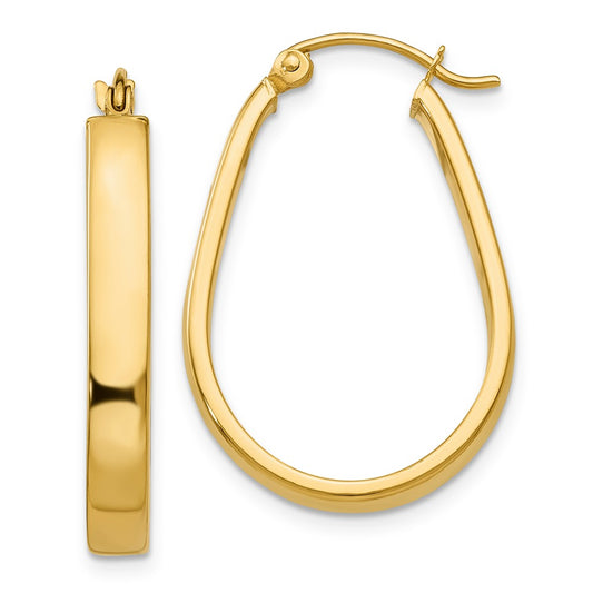 Million Charms 14k Yellow Gold Polished 3.5mm Oval Hoop Earrings, 16mm x 3.5mm