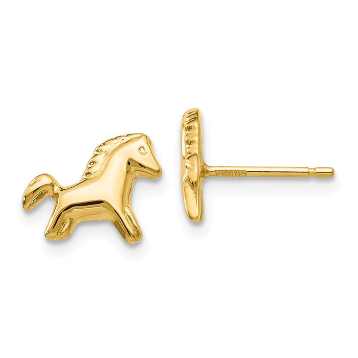 Million Charms 14k Yellow Gold Pony Earrings, 8mm x 10mm