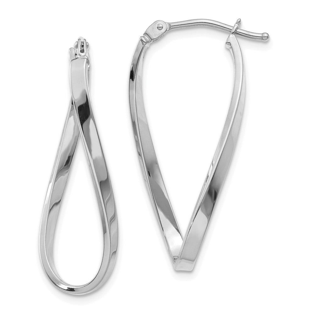 Million Charms 14k White Gold Small Twisted Earrings, 10mm x 2mm