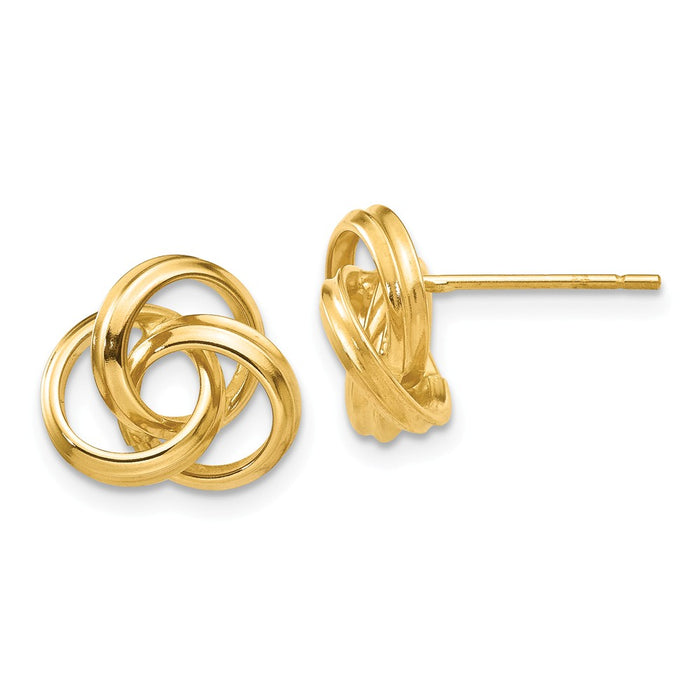 Million Charms 14k Yellow Gold Polished Love Knot Post Earrings, 10mm x 10mm