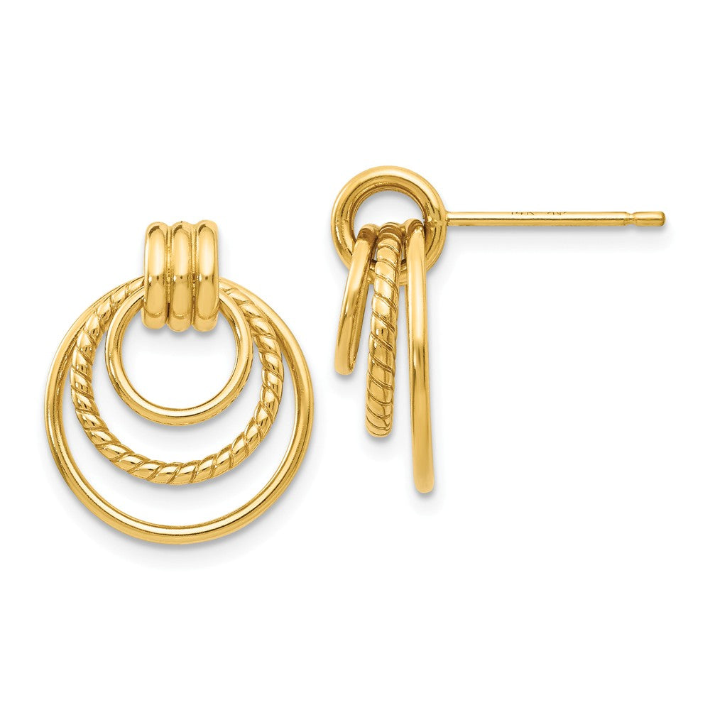 Million Charms 14k Yellow Gold Polished & Twisted Fancy Post Earrings, 17mm x 15mm