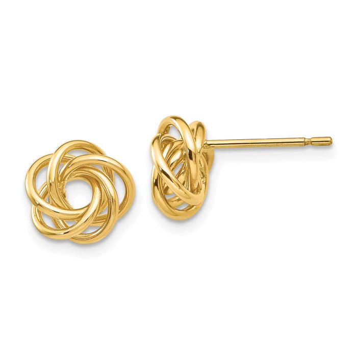 Million Charms 14k Yellow Gold Polished Knot Post Earrings, 8mm x 8mm
