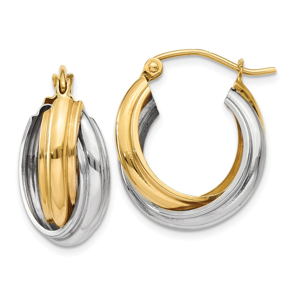 Million Charms 14k Two-tone Polished Double Hoop Earrings, 10mm x 8mm