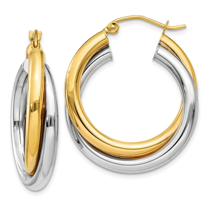 Million Charms 14k Double Hoop Earrings, 17mm x 6mm